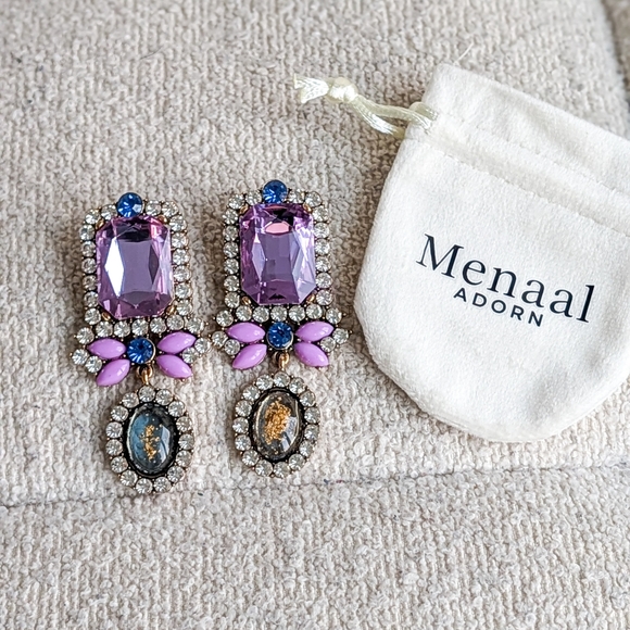 Menaal Adorn Jewelry - Amethyst Aura | Fashion Dangle Statement Earrings